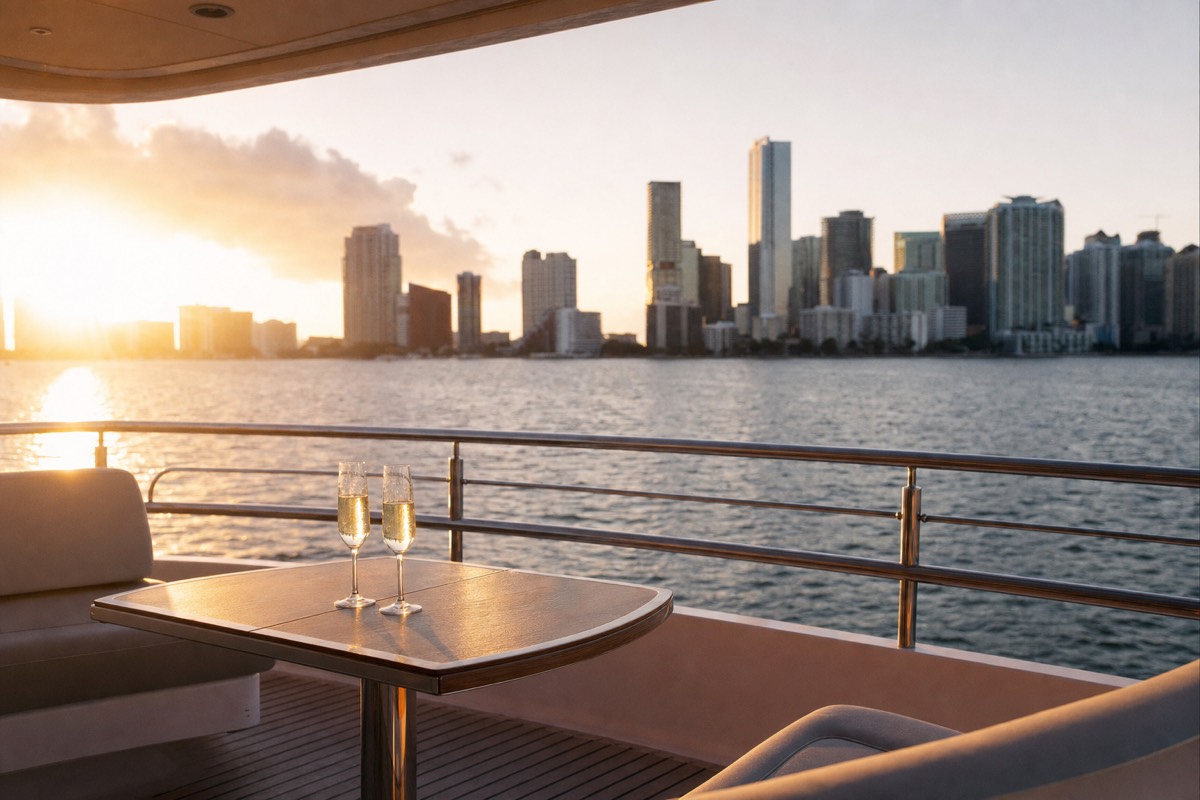 Sunset Champagne Cruise on Biscayne Bay with Miami Skyline Views